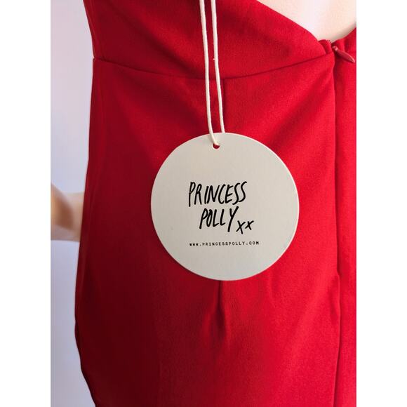 New Princess Polly Priya Red Sheath Minidress One Shoulder Open Back Baddie Sz 8 - Picture 9 of 11